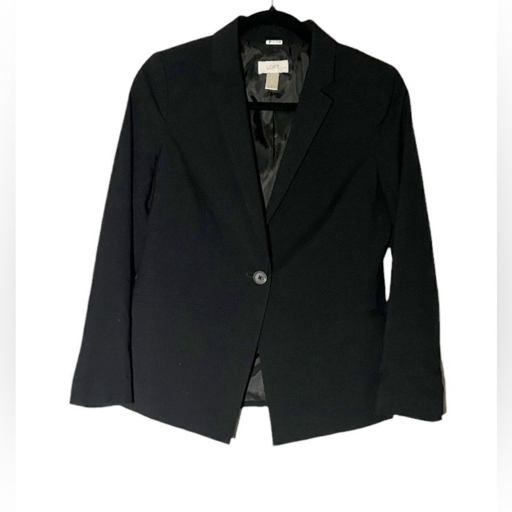Loft Black Lined Single Button Blazer Size Small